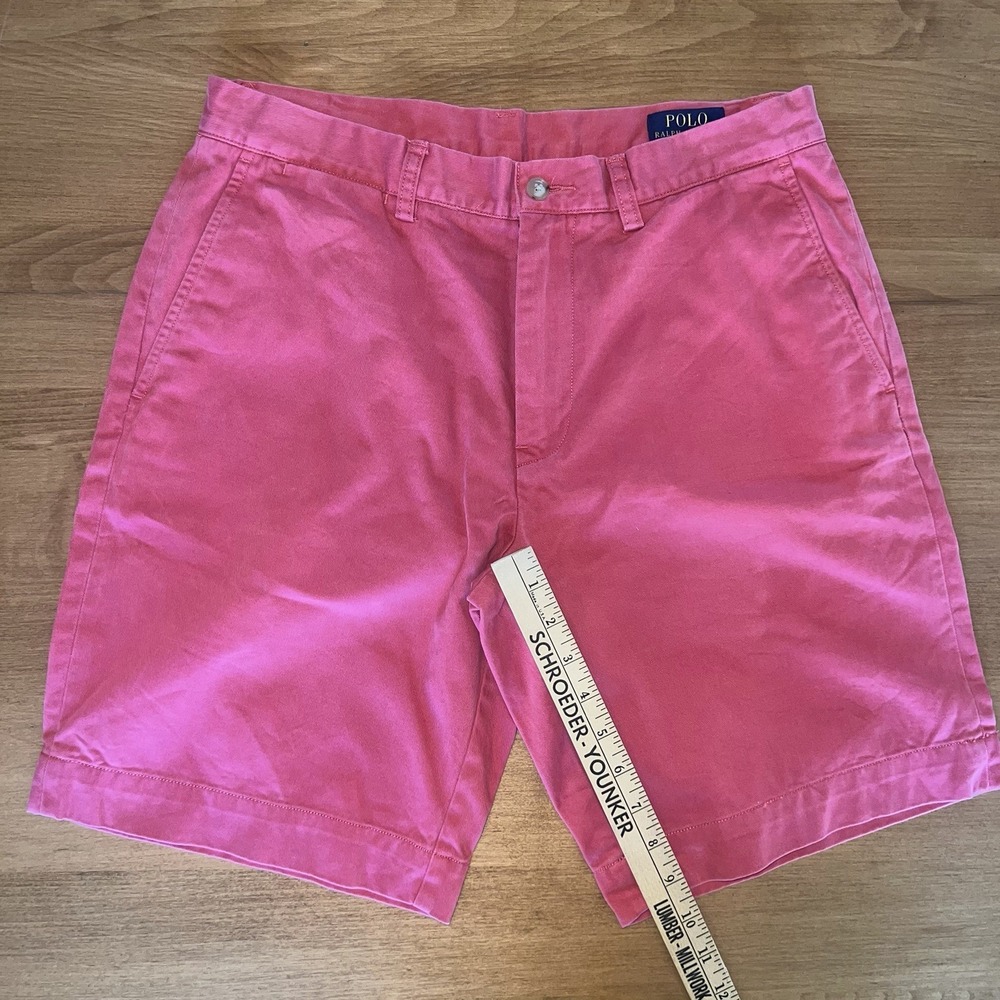 Polo Ralph Lauren Chino Shorts Salmon Men Size 32 9 inch Classic Fit - Picture 7 of 9